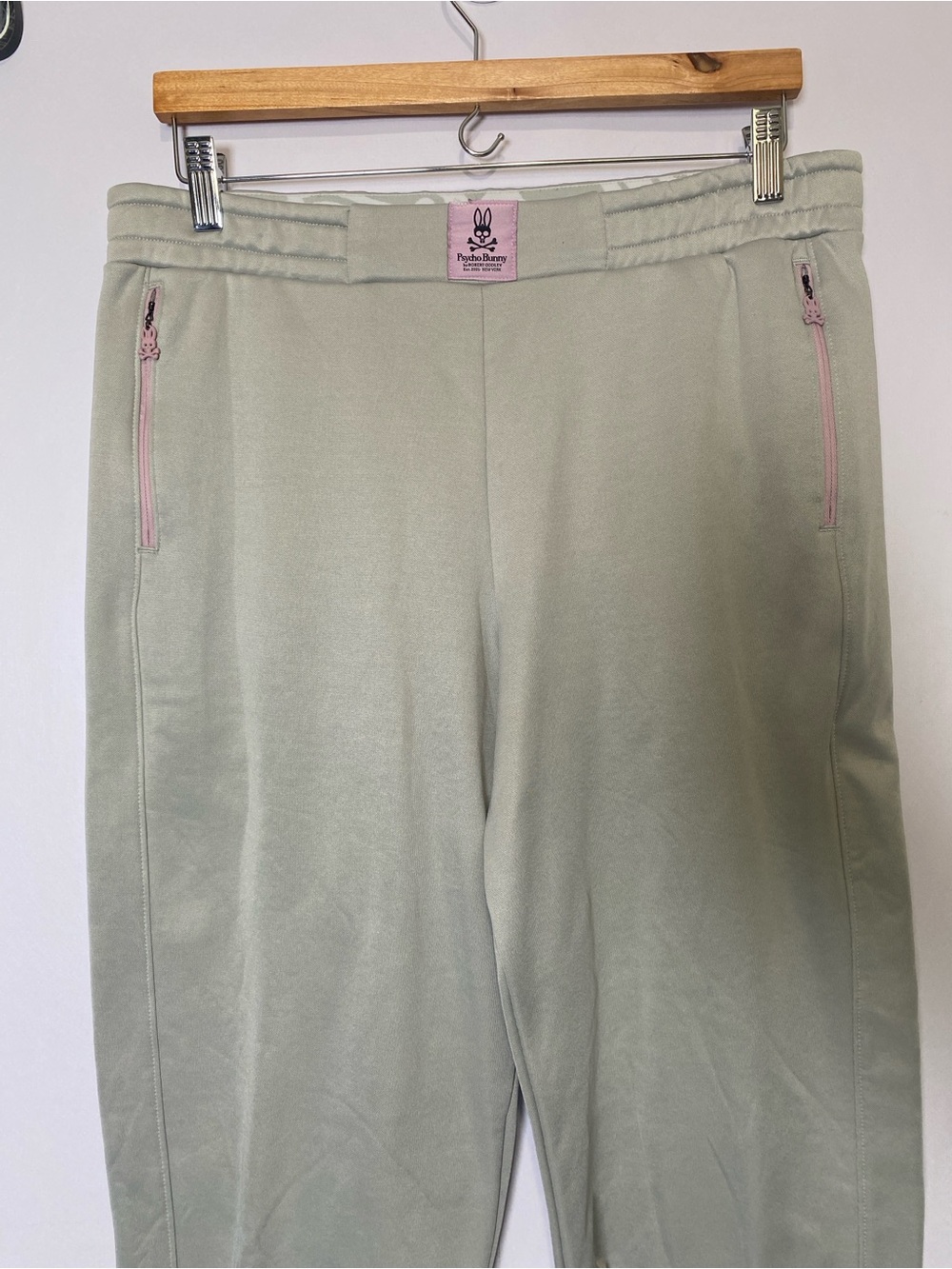 Psycho Bunny Jogger Sweatpants Pink Logo Gray Comfy Streetwear Fleece L Men - Picture 2 of 11